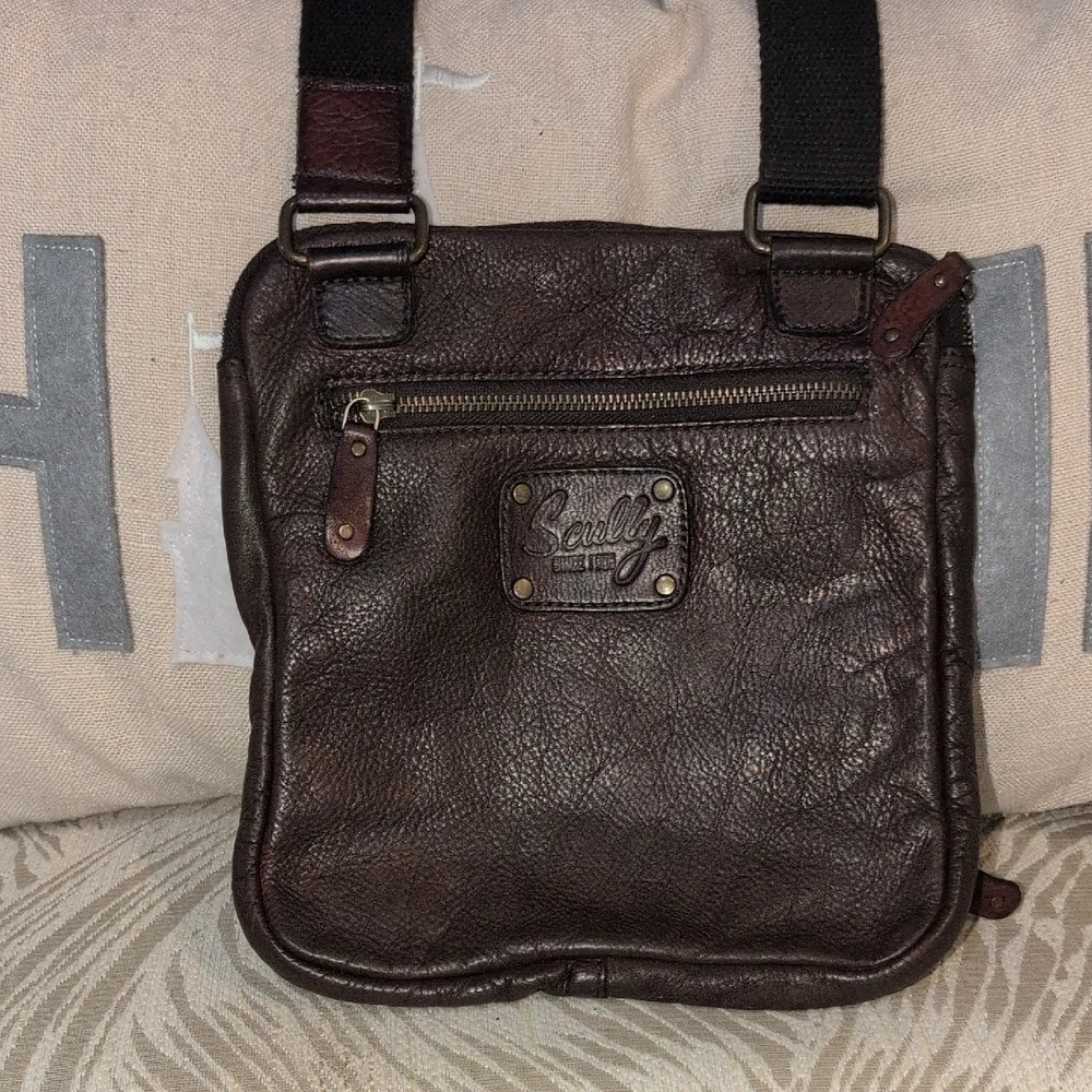 Scully Dark Brown Leather Messenger Bag